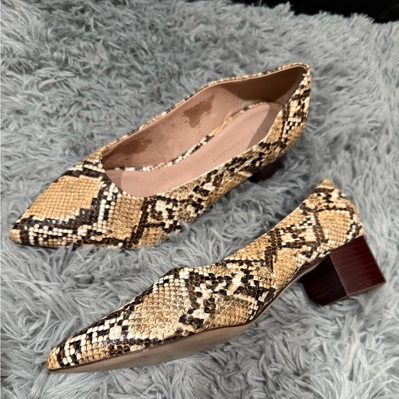 ANTHROPOLOGIE SERAPHINA SNAKESKIN EMBOSSED LEATHER POINTED TOE BLOCK HEE… - Picture 8 of 15
